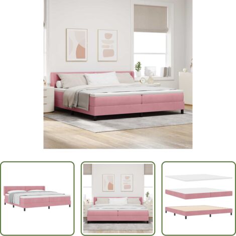 Colchón Rosa -  Cama tipo Box Spring con colchón Rosa 200 x 200 cm Terciopelo