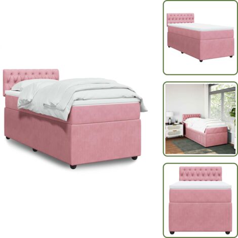 Colchón rosa - vidaXL Cama box spring con colchón terciopelo rosa 100x200 cm - Cama con cabecero
