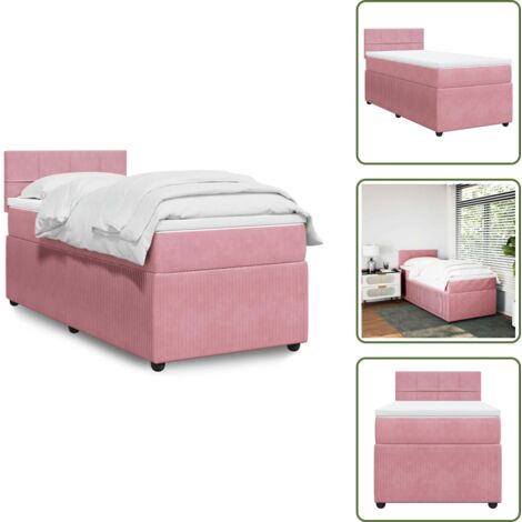 Colchón rosa - vidaXL Cama box spring con colchón terciopelo rosa 100x200 cm - Cama con cabecero
