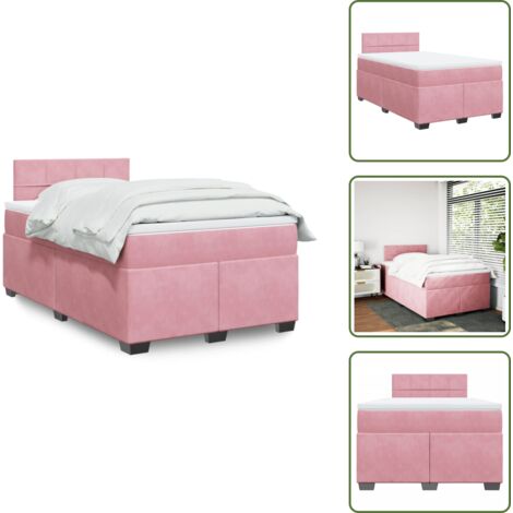 Colchón rosa - vidaXL Cama box spring con colchón terciopelo rosa 120x200 cm - Cama con cabecero