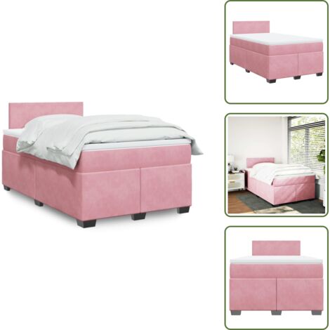 Colchón rosa - vidaXL Cama box spring con colchón terciopelo rosa 120x200 cm - Cama con cabecero