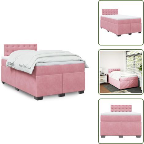Colchón rosa - vidaXL Cama box spring con colchón terciopelo rosa 120x200 cm - Cama con cabecero