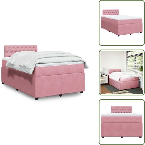Colchón rosa - vidaXL Cama box spring con colchón terciopelo rosa 120x200 cm - Cama con cabecero