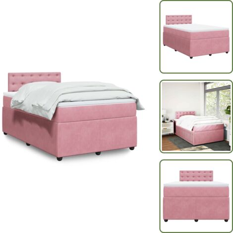 Colchón rosa - vidaXL Cama box spring con colchón terciopelo rosa 120x200 cm - Cama con cabecero