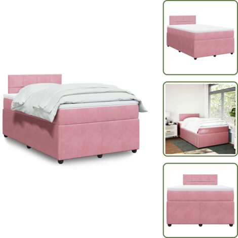 Colchón rosa - vidaXL Cama box spring con colchón terciopelo rosa 120x200 cm - Cama con cabecero