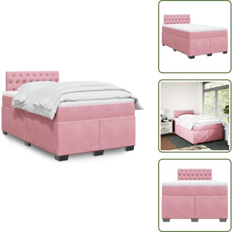 Colchón rosa - vidaXL Cama box spring con colchón terciopelo rosa 120x200 cm - Cama con cabecero