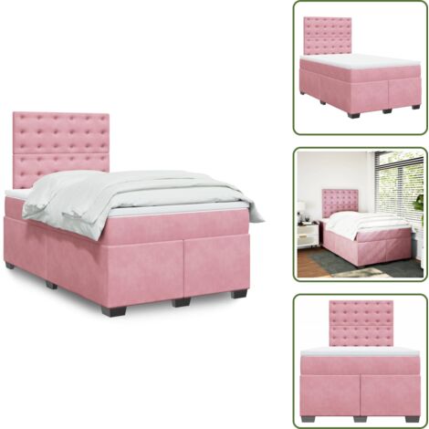 Colchón rosa - vidaXL Cama box spring con colchón terciopelo rosa 120x200 cm - Cama de muelles