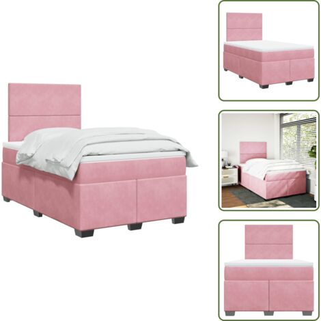 Colchón rosa - vidaXL Cama box spring con colchón terciopelo rosa 120x200 cm - Cama de muelles