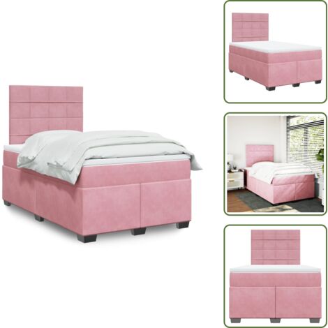 Colchón rosa - vidaXL Cama box spring con colchón terciopelo rosa 120x200 cm - Cama de muelles