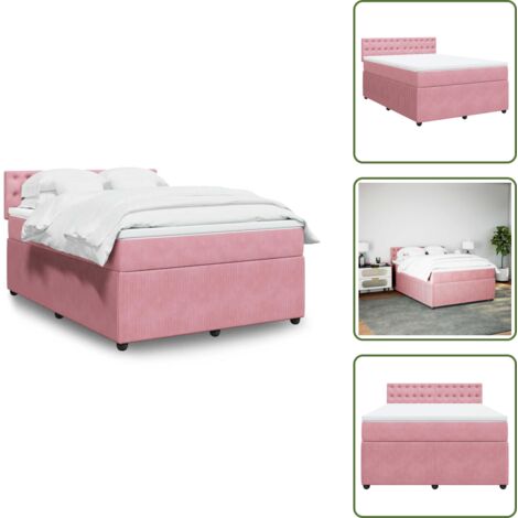Colchón rosa - vidaXL Cama box spring con colchón terciopelo rosa 140x190 cm - Cama con cabecero