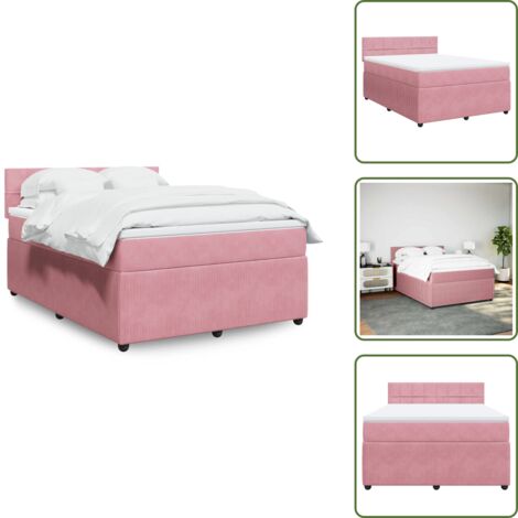 Colchón rosa - vidaXL Cama box spring con colchón terciopelo rosa 140x200 cm - Cama con cabecero