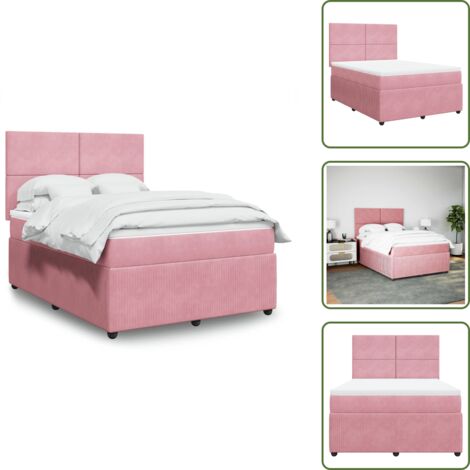 Colchón rosa - vidaXL Cama box spring con colchón terciopelo rosa 140x200 cm - Cama de muelles