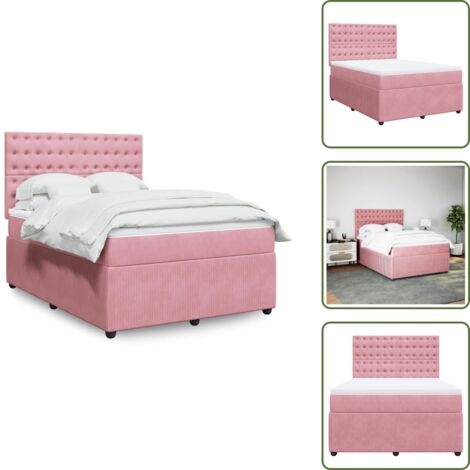 Colchón rosa - vidaXL Cama box spring con colchón terciopelo rosa 140x200 cm - Cama de muelles