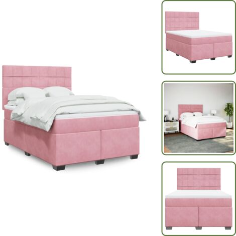 Colchón rosa - vidaXL Cama box spring con colchón terciopelo rosa 160x200 cm - Cama de muelles