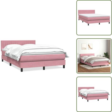 Colchón rosa - vidaXL Cama box spring con colchón terciopelo rosa 160x210 cm - Cama de muelles