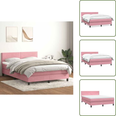 Colchón rosa - vidaXL Cama box spring con colchón terciopelo rosa 160x210 cm - Cama de muelles
