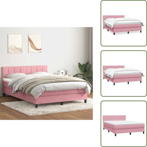 Colchón rosa - vidaXL Cama box spring con colchón terciopelo rosa 160x210 cm - Cama de muelles