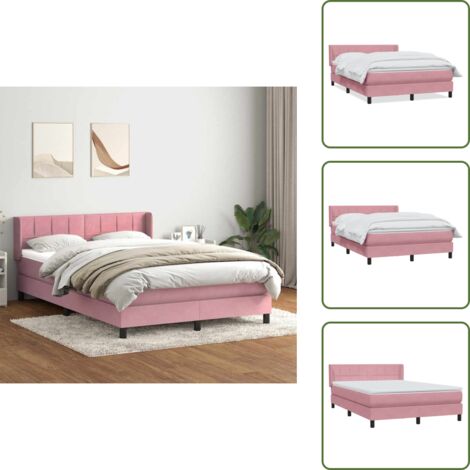 Colchón rosa - vidaXL Cama box spring con colchón terciopelo rosa 160x220 cm - Cama de muelles