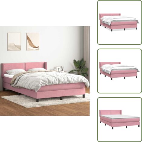Colchón rosa - vidaXL Cama box spring con colchón terciopelo rosa 160x220 cm - Cama de muelles