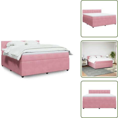 Colchón rosa - vidaXL Cama box spring con colchón terciopelo rosa 180x200 cm - Cama con cabecero