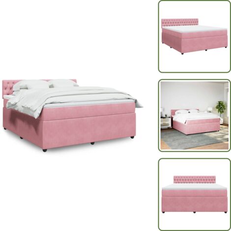 Colchón rosa - vidaXL Cama box spring con colchón terciopelo rosa 180x200 cm - Cama con cabecero