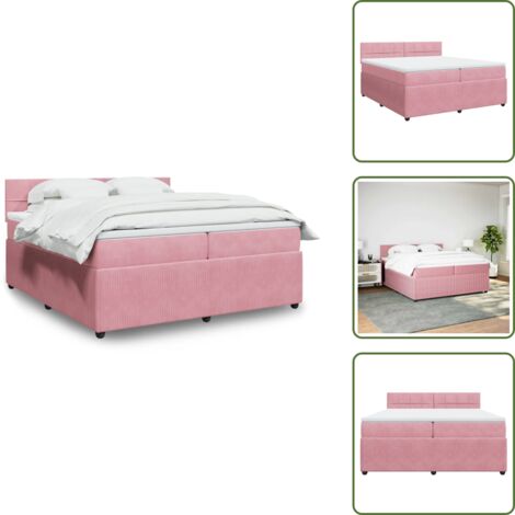 Colchón rosa - vidaXL Cama box spring con colchón terciopelo rosa 200x200 cm - Cama con cabecero