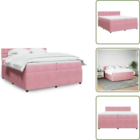 Colchón rosa - vidaXL Cama box spring con colchón terciopelo rosa 200x200 cm - Cama con cabecero