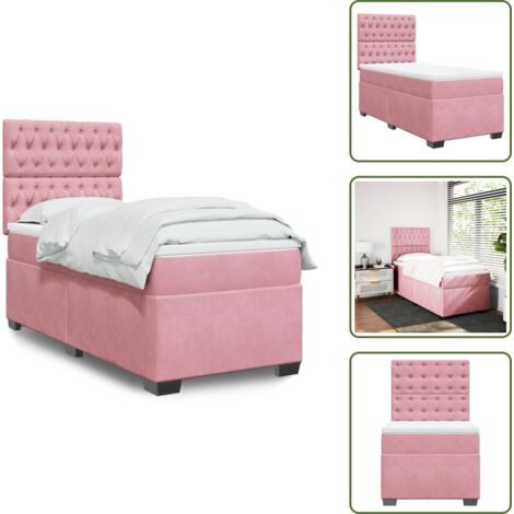Colchón rosa - vidaXL Cama box spring con colchón terciopelo rosa 90x200 cm - Cama de muelles