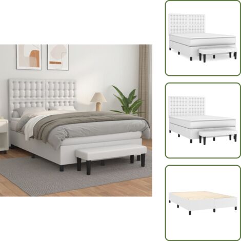 Colchón sintético - vidaXL Cama box spring con colchón cuero sintético blanco 140x200cm - Cama de muelles ensacados