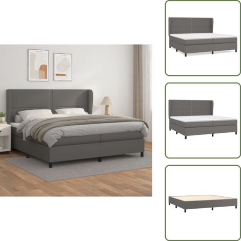 Colchón sintético - vidaXL Cama box spring con colchón cuero sintético gris 200x200 cm - Cama de muelles ensacados