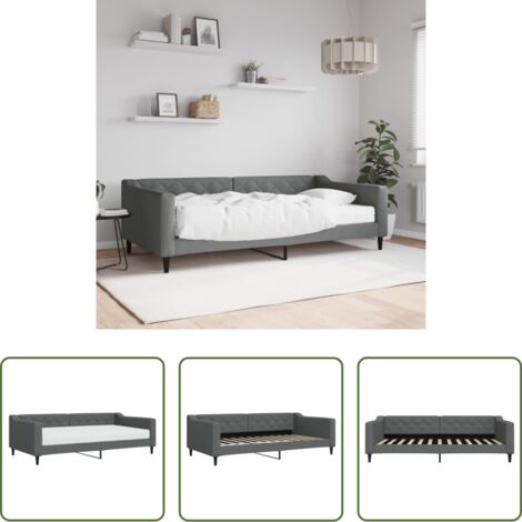 Colchón -  Sofá cama con colchón tela gris oscuro 100x200 cm