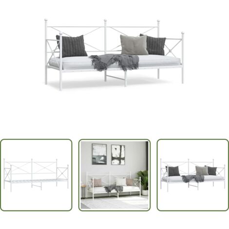 Colchón -  Sofá cama sin colchón cuero sintético blanco 90x200 cm acero