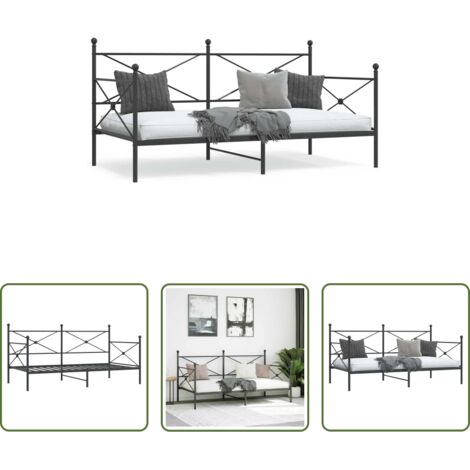 Colchón -  Sofá cama sin colchón terciopelo negro 100x200 cm acero