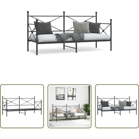 Colchón -  Sofá cama sin colchón terciopelo negro 90x200 cm acero