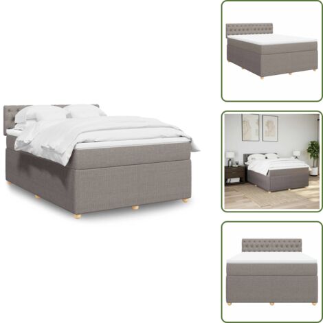 Colchón tela gris - vidaXL Cama box spring con colchón tela gris taupe 160x200 cm - Cama con cabecero