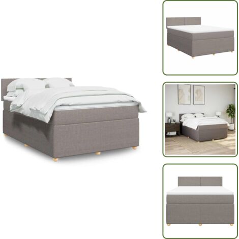 Colchón tela gris - vidaXL Cama box spring con colchón tela gris taupe 160x200 cm - Cama con cabecero