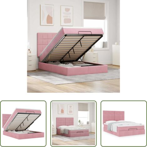 Colchón terciopelo rosa -  Estructura cama otomana colchones terciopelo rosa 140x200cm