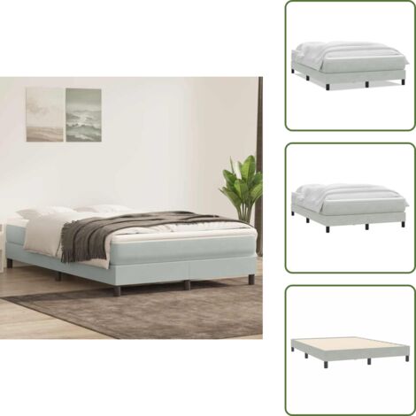 Colchón terciopelo - vidaXL Cama box spring con colchón terciopelo gris claro 160x210 cm - Cama con muelles