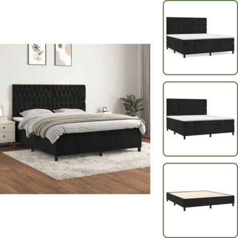 Colchón terciopelo - vidaXL Cama box spring con colchón terciopelo negro 180x200 cm - Cama de espuma