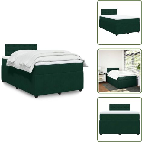 Colchón terciopelo - vidaXL Cama box spring con colchón terciopelo verde oscuro 120x200 cm - Cama con cabecero