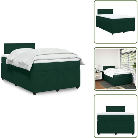 Colchón terciopelo - vidaXL Cama box spring con colchón terciopelo verde oscuro 120x200 cm - Cama con cabecero