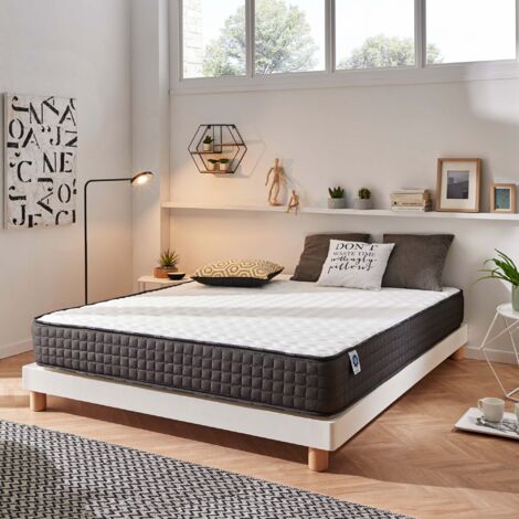 Colchón Titanium 140x200 - Soporte de Látex Azul - Espuma Viscoelástica HR - Núcleo de Poliuretano - 7 Zonas de Confort - Tejido 3D Transpirable - Grosor 24 cm
