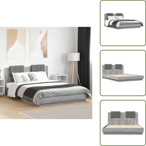 Colchón - vidaXL Cama con cabecero madera de ingeniería gris Sonoma 120x200 cm - Cama gris Sonoma