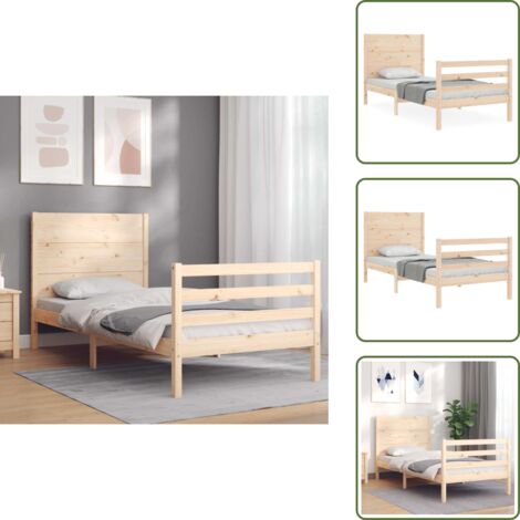 Colchón - vidaXL Estructura de cama con cabecero madera maciza 100x200 cm - Madera maciza