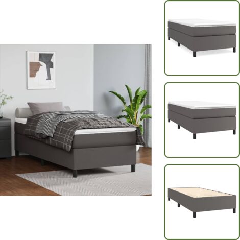 Colchón - vidaXL Estructura de cama con somier cuero sintético gris 80x200 cm - Cama gris