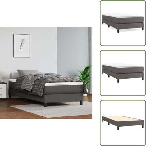 Colchón - vidaXL Estructura de cama con somier cuero sintético gris 90x190 cm - Cama gris