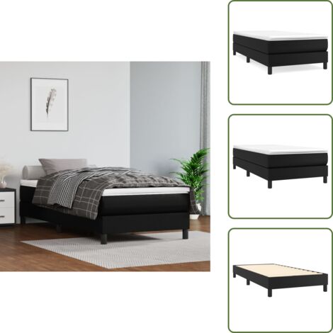 Colchón - vidaXL Estructura de cama con somier cuero sintético negro 90x200 cm - Cama de cuero sintético