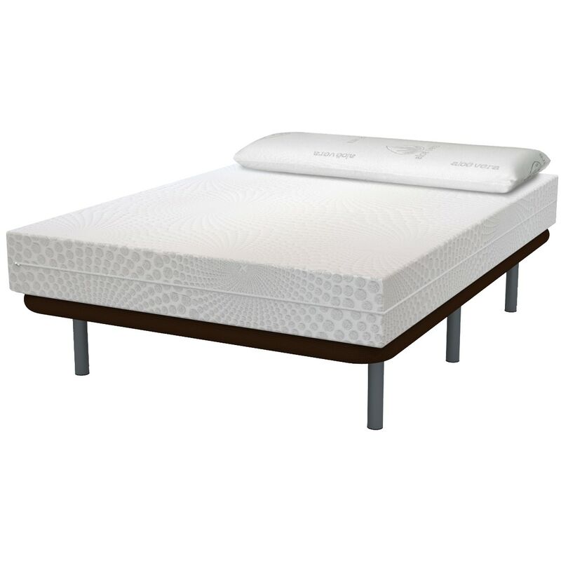 

COLCHÓN VISCO 5 + BASE TAPIZADA + ALMOHADA Color Principal - Color 3D - 3D BLANCO, 135 x 180 cm., Patas - Con patas de madera color BLANCO (+16)