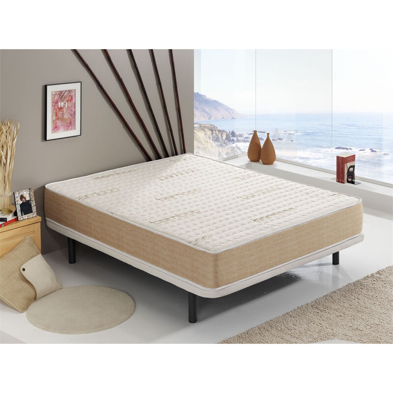 

Colchón 160x190 cm Visco Bamboo® Altura +/- 18 cm - Espumación ViscoSoft - Fibras Naturales Hipoalergénicas - Terapia Relax - Acolchado con Tejido