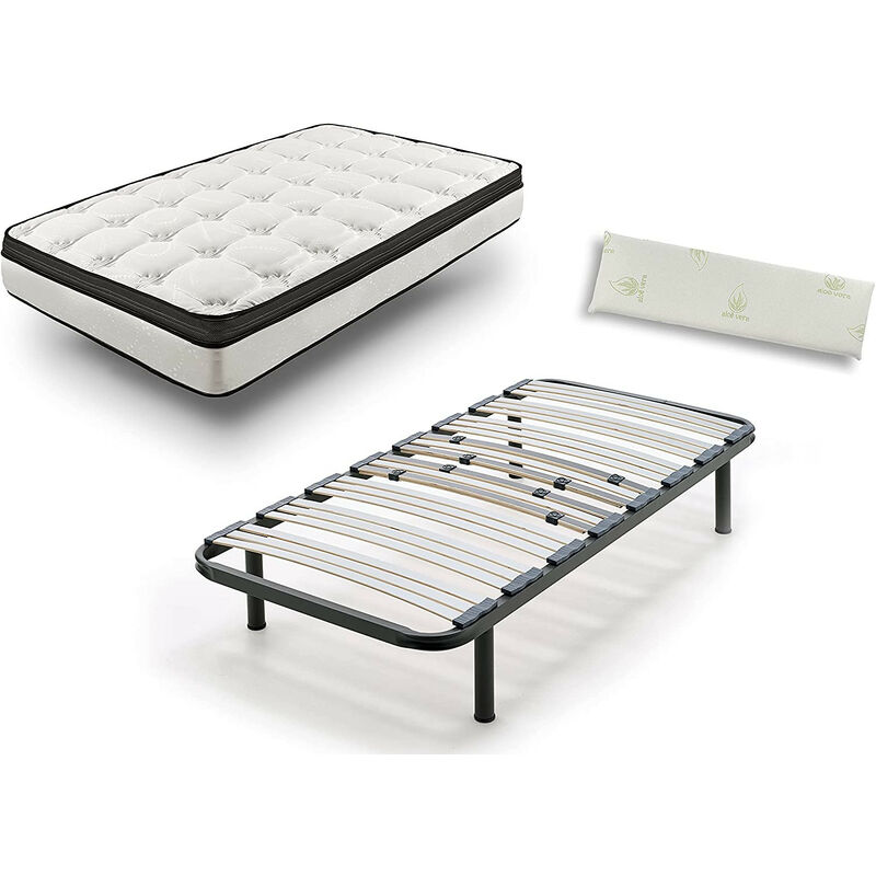 

Colchon Viscoelastico Bioluxe 3d + Somier Multilaminas Con Patas De 26cm + Almohada 100% Viscoelastica, 105x180cm